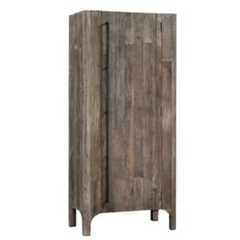 Stoer vergrijsd houten keukenkast koelkast koelkastkast keuken keukentje (buiten)keuken oud Elmwood landelijk stoer grijs 200 x 96 x 67 cm