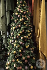 Mooie organische kerstbal kerstballen groen green 7 cm landelijk stoer sober shabby