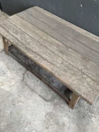 Landelijke vergrijsd houten salontafel tafel 120 x 70 x H45 cm