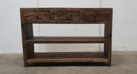 Stoere Truckwood railway vergrijsd houten kast ladenkast badmeubel badkamermeubel wastafel meubel ladekast loft met lades 120 x 80 x 40 cm sideboard sidetable dressoir landelijk stoer industrieel urban