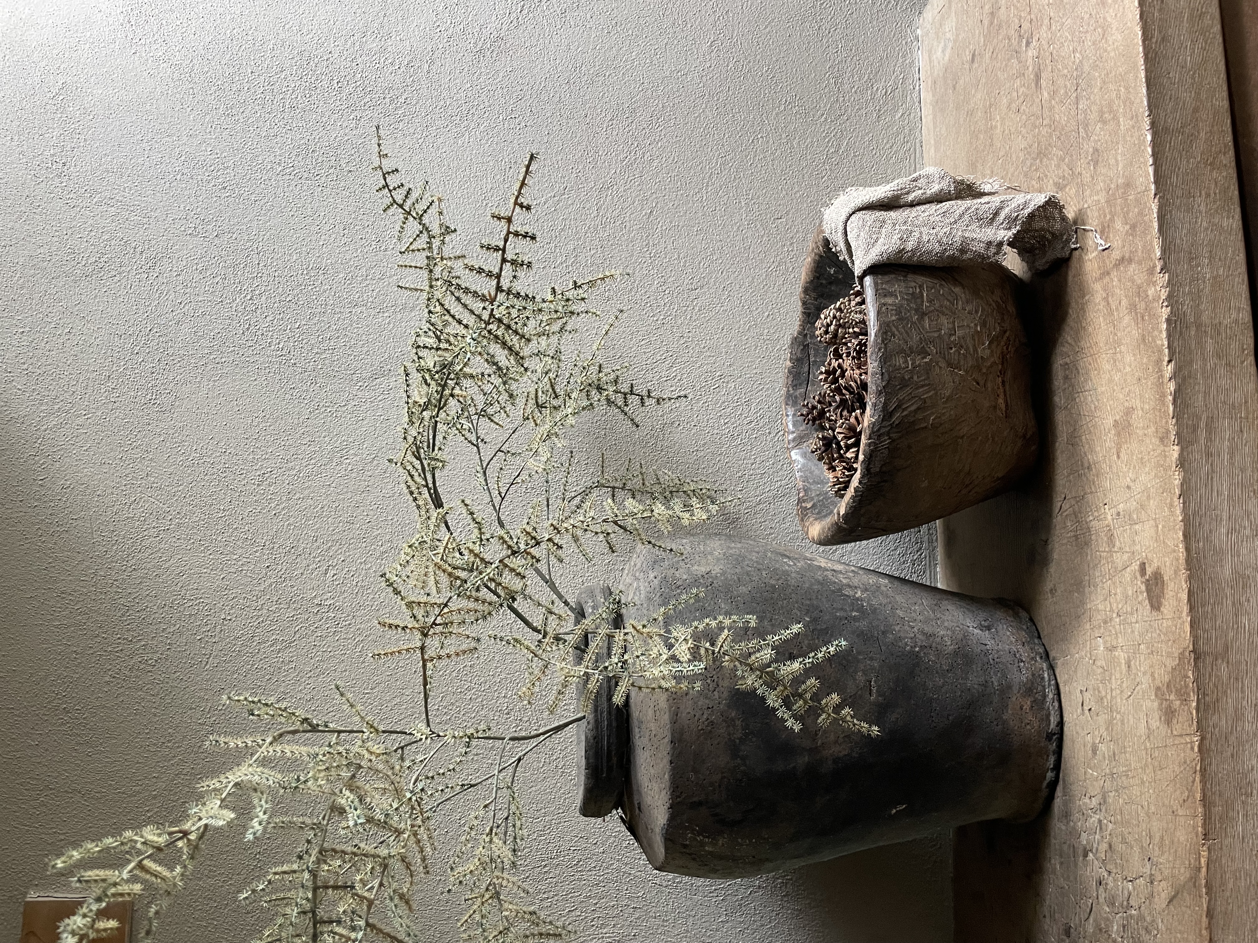 Asparagus imitatie kunst prachtige grote tak decoratie decoratietak landelijk sober groen grijs grey