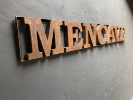 Mencave mancave groot metalen reclamebord wandpaneel industrieel gevelreclame etalage Eye-catcher gevelbord wanddecoratie industrieel letters metaal roest bruin