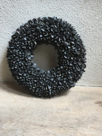 Bakuli wreath krans beukennootjes zwart black mat vergrijsd 40 cm grijs beuk landelijk