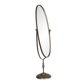 Prachtige staande metalen passpiegel spiegel ovaal staand landelijk vintage nieuw stoer koperkleurig