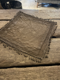 Bruine placemats placemat onderlegger wanddecoratie 40 x 40 cm ongeveer kalkdoek met kraaltjes