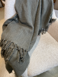 Grove plaid deken 200 x 150 cm doek landelijk shabby green groen army khaki legergroen olijf olive