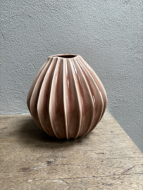 Prachtige grote stenen aardewerk vaas oud roze rose groot pot Broste