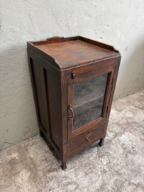 Brocant oud kastje vitrinekastje halkastje glaskastje uniek H80 x 40 x 40 cm