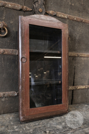 Oud vitrine kastje wandkastje medicijnenkastje kast 55 x29 x 9 cm bruin vintage Oosters vitrinekastje stoer landelijk Brocant industrieel