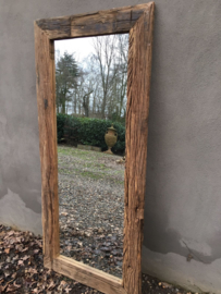 Stoere grove robuust houten railway truckwood sloophouten spiegel landelijk stoer oud hout 180 x 80 cm