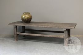 Prachtige oude vergrijsd houten salontafel tafel lounge 146 x 50 x H40 cm