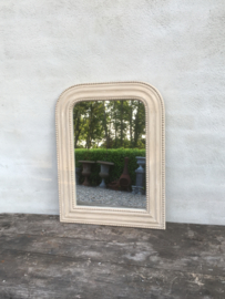 Prachtige oud  houten spiegel beige landelijk wandspiegel