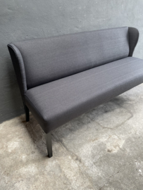 Stoere stoffen bank eettafelbank eetkamerbank zwart black lounge 180cm tinel