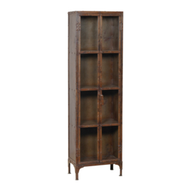 Industriele bruin metalen glaskast vitrinekast landelijk stoer vintage 180 x 54 x 30 cm