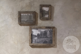 Stoere truckwood oud oude vergrijsd houten truckwood railway sloophout fotolijstjes M landelijk vergrijsde fotolijst 13 x 18 cm vintage fotolijstje lijst lijstje landelijk