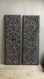 Stoer landelijk oud houten wandpaneel 90 x 30 cm grijs grijze dubbelzijdig wandornament wanddecoratie hout panelen luiken