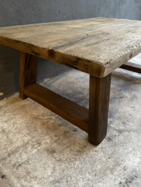 Stoere massief eiken houten salontafel 120 X 70  X H46 cm stoer landelijk industrieel