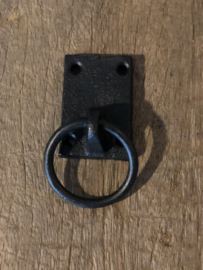 Metalen deurknopje deurknop ringetje handvat greep greepje ring gietijzeren gietijzer zwart handgreep