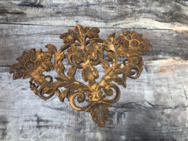 Gietijzeren ornament roest bruin landelijk wanddecoratie tuinornament