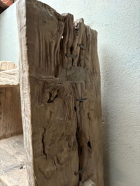 Grote stoere oud houten kast schap 219 x 98 x 38 cm rek stoer robuust boekenkast keukenkast landelijk industrieel