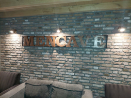 Mencave mancave groot metalen reclamebord wandpaneel industrieel gevelreclame etalage Eye-catcher gevelbord wanddecoratie industrieel letters metaal roest bruin