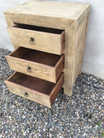 Licht naturel houten kast kastje dressoir sidetable ladenkast ladekast 3 lades landelijk