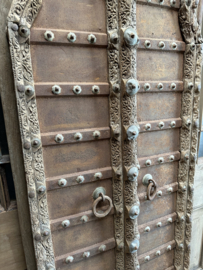 Gave unieke oude houten deur met metalen details beslag wandpaneel (2 x beschikbaar) poorten deuren panelen wanddecoratie poort