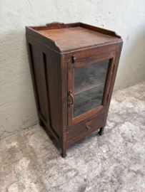 Brocant oud kastje vitrinekastje halkastje glaskastje uniek H80 x 40 x 40 cm
