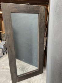 Grove teakhouten spiegel lijst 200 x 100 cm passpiegel hout stoer landelijk industrieel teakhout