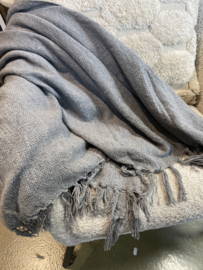 Grove plaid deken 200 x 150 cm doek landelijk shabby grijs grey