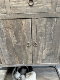 Stoere grote hoge kast  220 x 120 x 45 cm keukenkast oud hout landelijk stoer industrieel