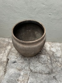 Prachtige grote stenen kruik vaas bloempot vaas landelijk sober grijs beige vergrijsd H72 x 60 cm