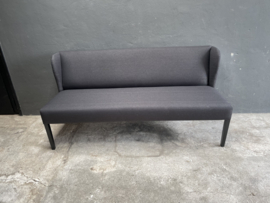 Stoere stoffen bank eettafelbank eetkamerbank zwart black lounge 180cm tinel