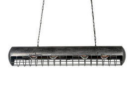 Stoere metalen hanglamp lamp plafondlamp 115 cm lichtbak tlbak - model landelijk vintage retro korflamp  industrieel zwart grijs