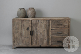 Oud vergrijsd truckwood railway houten dressoir kast ladenkast Sidetable landelijk stoer industrieel 150 x 80 x 40 cm SEP