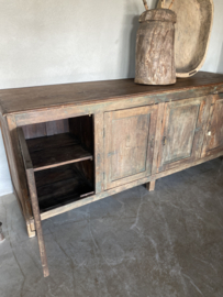 Heel gaaf groot oud antiek houten dressoir kast werkbank keukenblok keukenkast stoer landelijk industrieel vintage