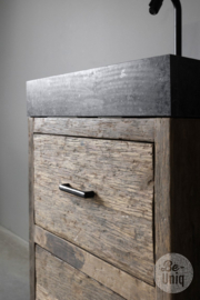 Oud vergrijsd truckwood railway houten Badkamermeubel inclusief hardstenen wasbak wastafelmeubel kast toiletmeubel wastafel 60 cm badkamer badmeubel SEP