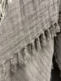 Grof linnen plaid linnen beige naturel 100 % linnen 170 x 130 cm deken landelijk stoer sober