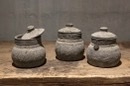 Stoer stenen potje met deksel suikerpot landelijk grijs steen asha