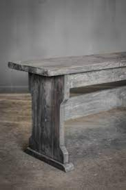 Hoffz franse bank landelijk houten bank 220 cm stoer vergrijsd salontafel sidetable hal