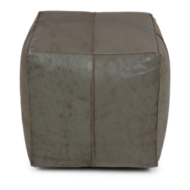 Groen olijf Olive leren poef kussen lounge kruk leer 55 x 55 x 45 cm