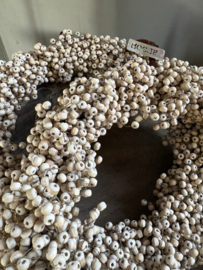 Prachtige houten wooden beads 25 cm krans BLOOM landelijk natural sober brocant