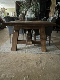 Massieve vergrijsd eiken tafel boerentafel 240 x 120 x H77 cm kloostertafel landelijk robuust stoer eettafel