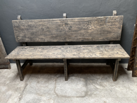 Stoere vergrijsd houten bank eettafelbank eetkamerbank hout zwart black lounge 180 x 55 x 100 cm