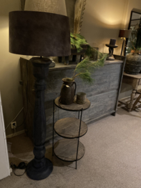 Stoere vergrijsd mat zwart antraciet zwartbruine houten balusterlamp stoer industrieel ballusterlamp vloerlamp 125 cm tafellamp landelijk stoer robuust