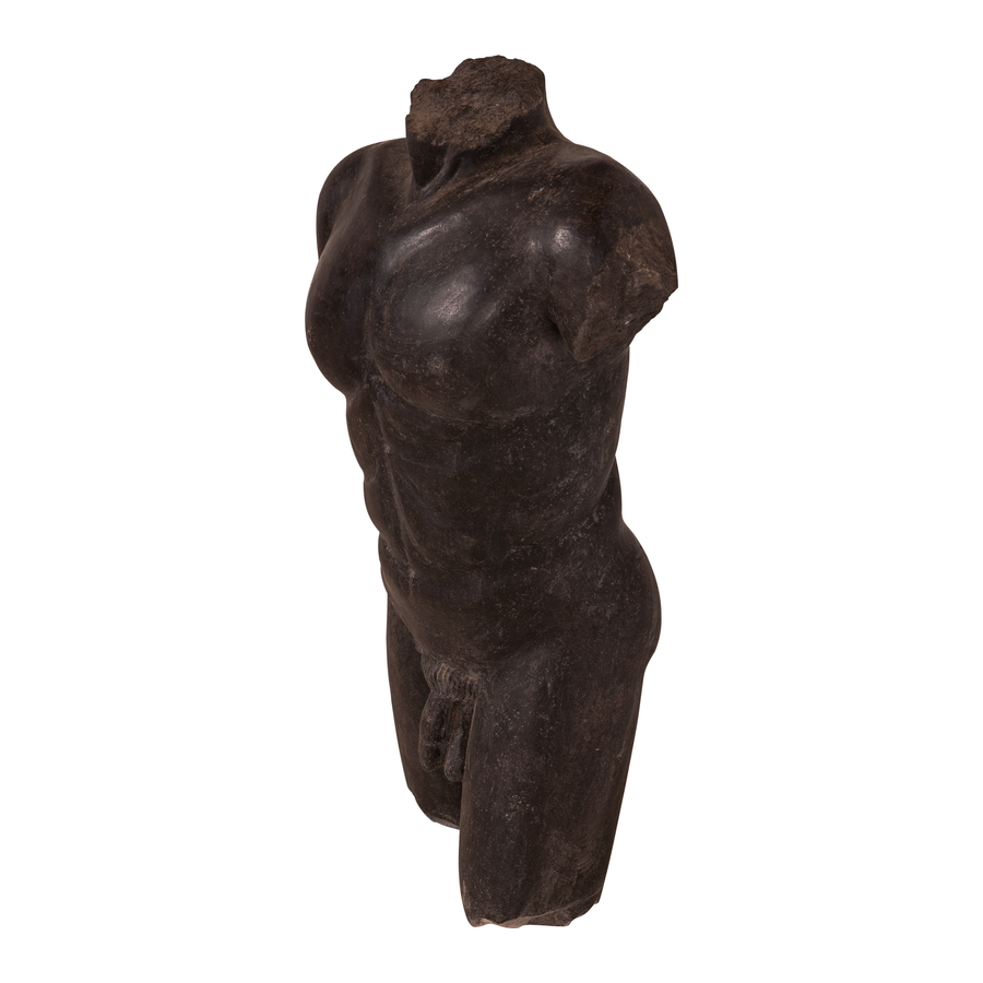 Groot stenen man torso mannelijk buste 90 cm bruin