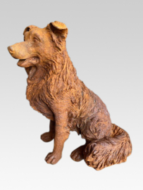 Grote gietijzeren hond beeld tuin buiten outdoor roest tuinornament collie dog