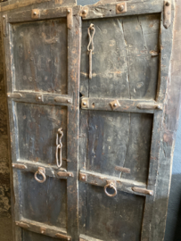 Stoere vergrijsd houten deur poort Luik zwart grijs mat wandpaneel wandscherm wanddecoratie landelijk stoer industrieel urban 180 x 90  cm