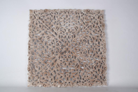 Prachtig groot houten Wandpaneel wanddecoratie wit whitewash paneel Mandela landelijk rustiek  90 x 90 cm