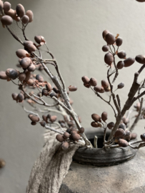 Prachtige imitatie decoratie tak kunstbloem alnus grande vergrijsd brown grey bruin grijs 92 cm